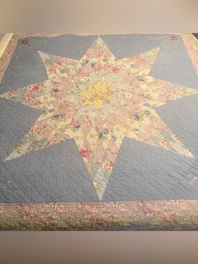 Vtg Floral Cottagecore Quilt King Cal King Giant Lonestar Patchwork 120x90 Farm